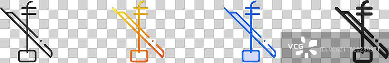 二胡线性渐变蓝色描边图标图片素材