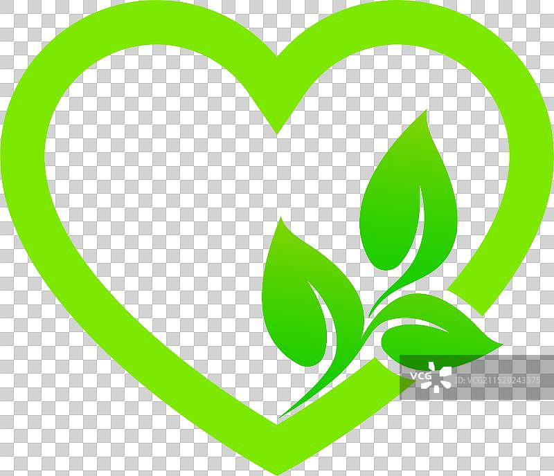 绿叶爱心标志图片素材
