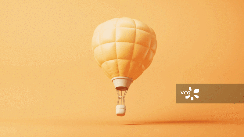 卡通充气热气球循环动画三维渲染图片素材