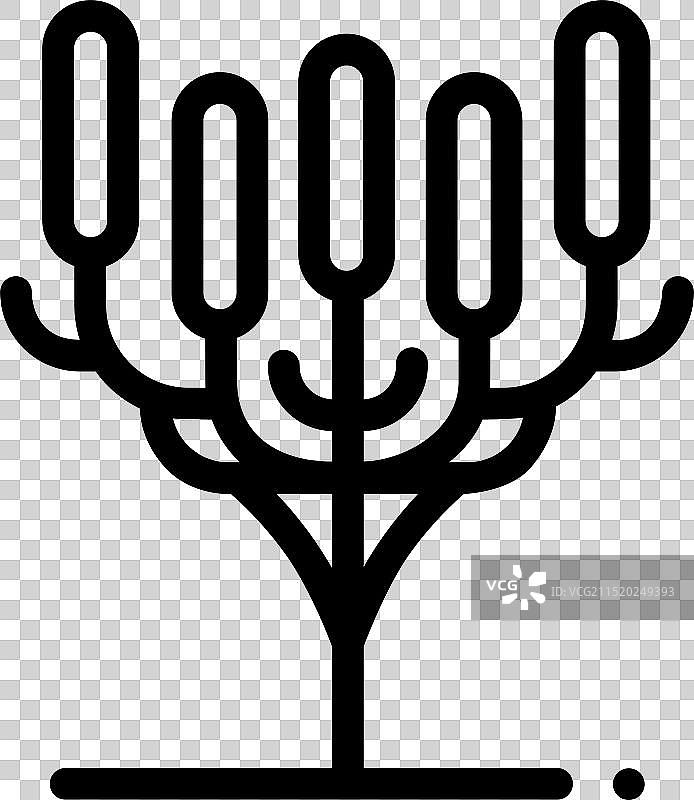 细线条风格的烛台树图标设计图片素材