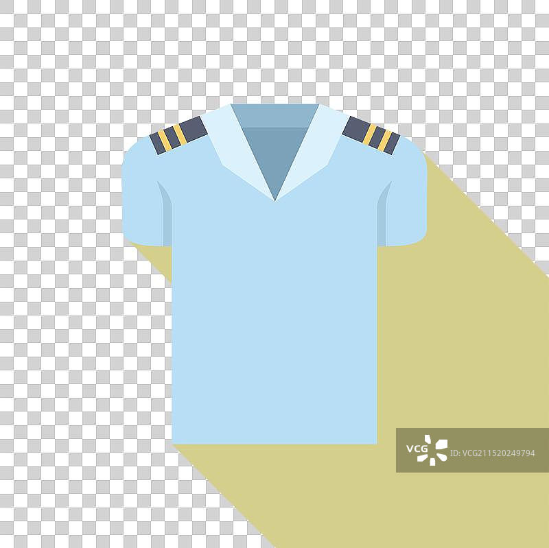 黄色背景上的蓝色船长衬衫图片素材