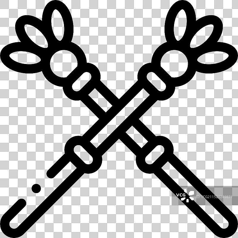 手杖图标，纤细线性风格设计，独立图片素材