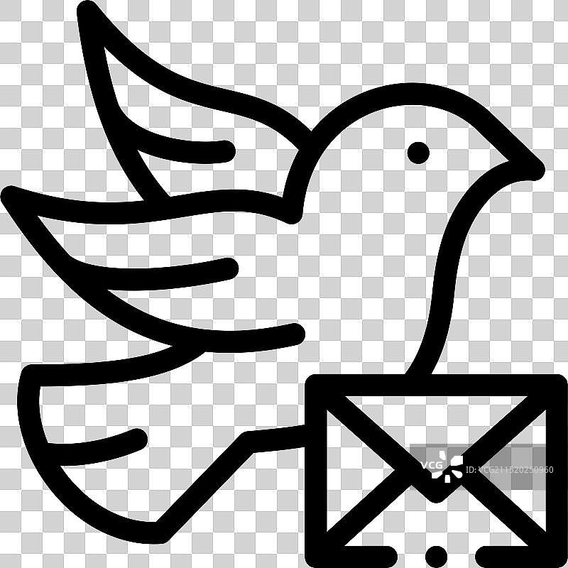 信鸽图标扁平线性设计图片素材