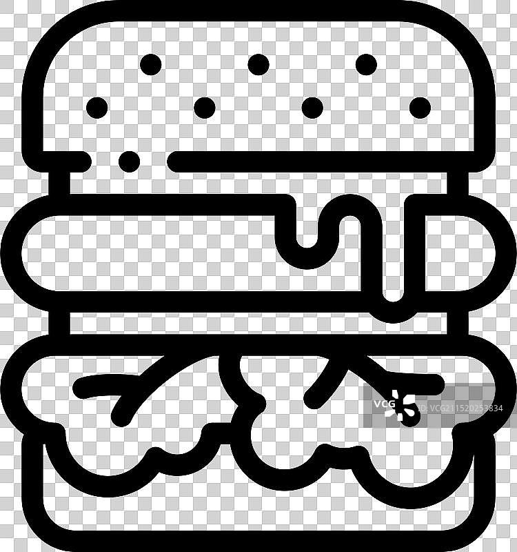 奶酪汉堡图标线性设计图片素材