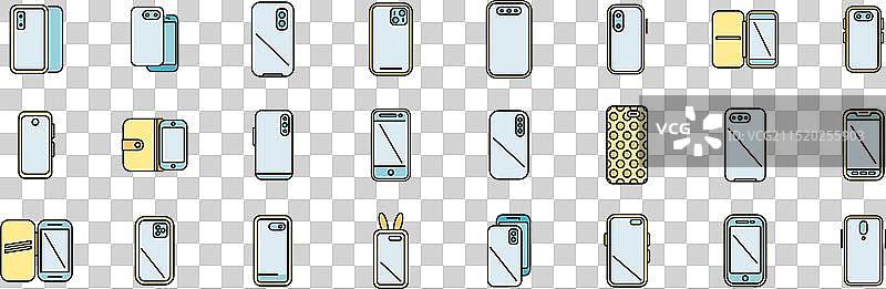 智能手机外壳彩色线条图标集图片素材