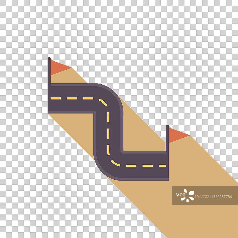 通往成功的蜿蜒道路与红旗图片素材