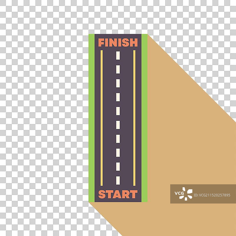 显示起跑线和终点线的笔直道路图片素材