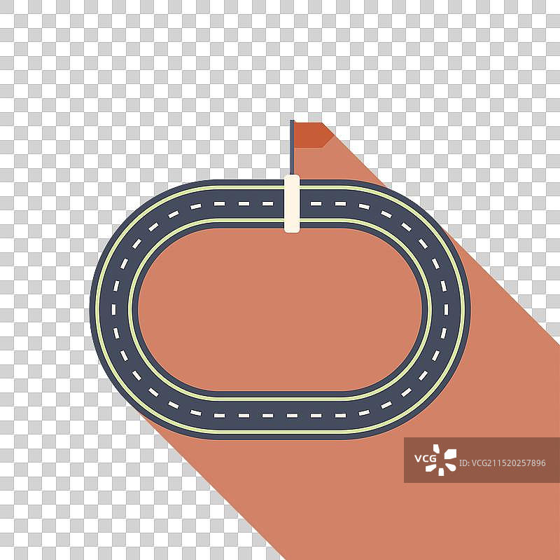 带有方格旗的椭圆形赛道起跑线图片素材