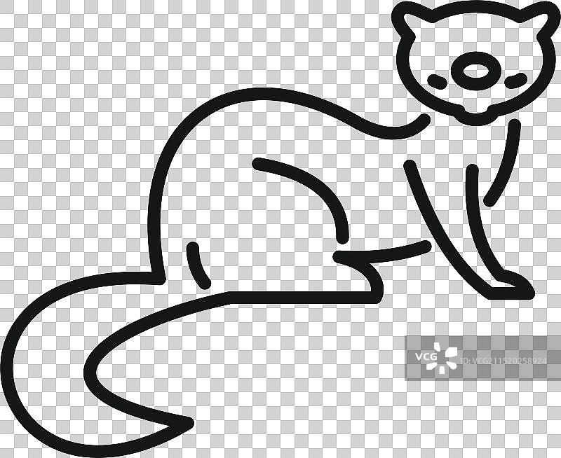 宠物雪貂线性图标图片素材