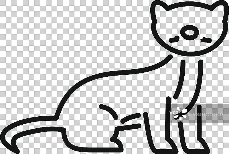 可爱雪貂坐着向前看线条图标图片素材