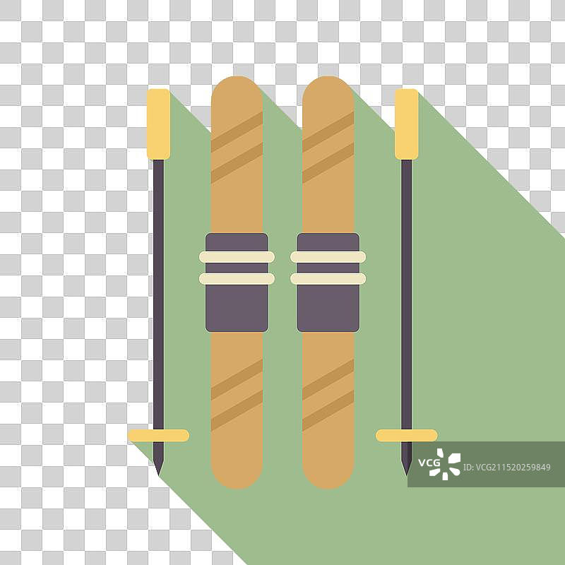 一双高山滑雪板和滑雪杖图片素材