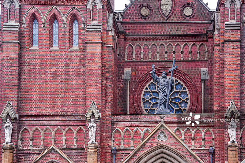 上海徐家汇天主教堂哥特式建筑图片素材