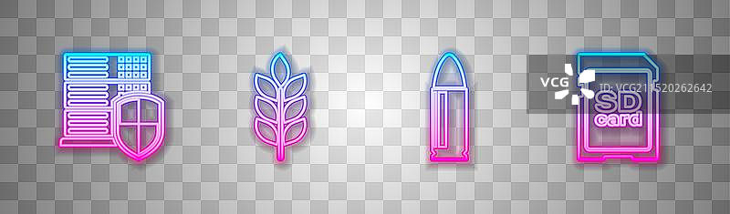 带盾牌小麦子弹和SD卡的服务器图片素材