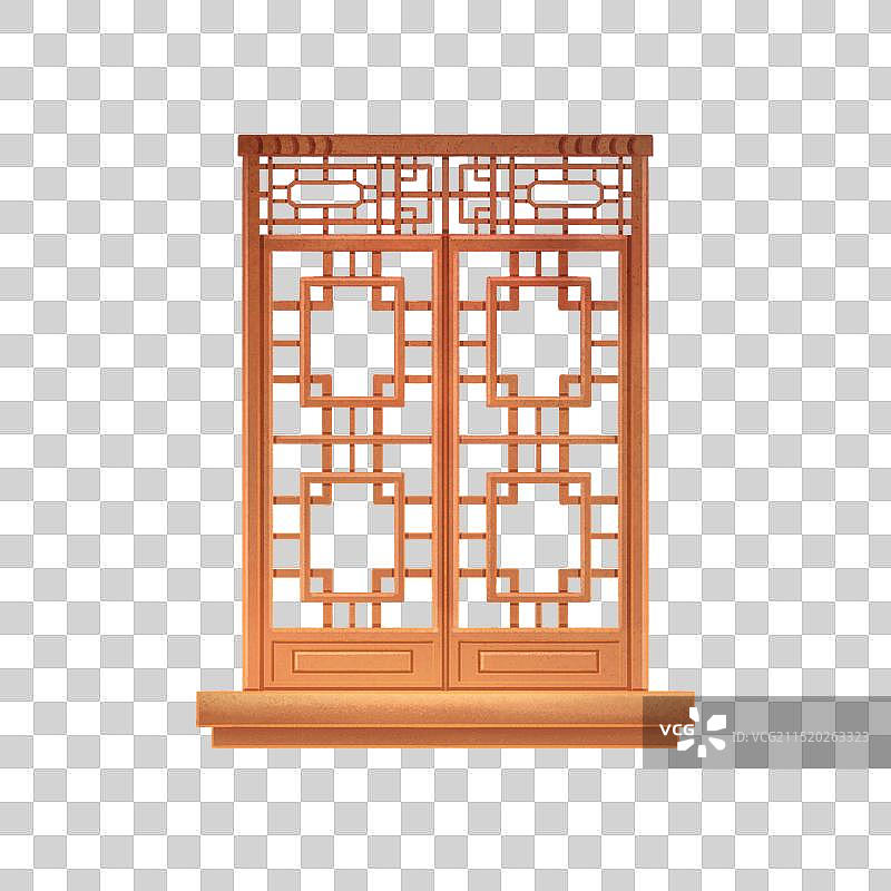 中式建筑木制窗框图片素材