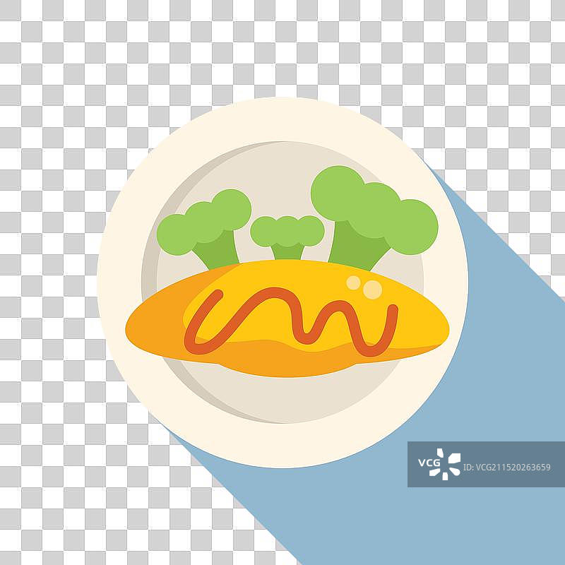 西兰花装饰的蛋包饭图片素材