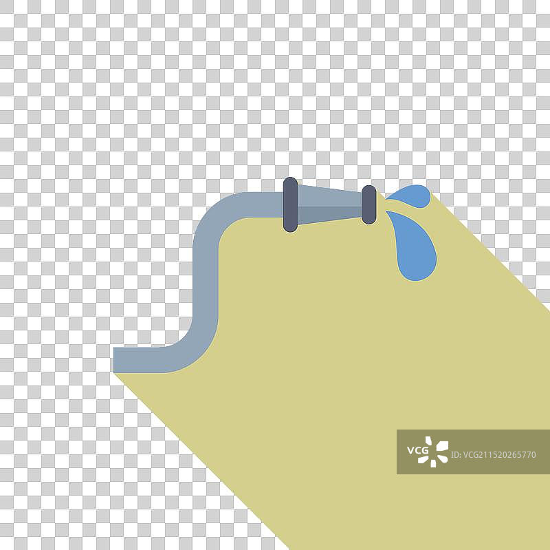 花园软管喷水形成长长的阴影图片素材