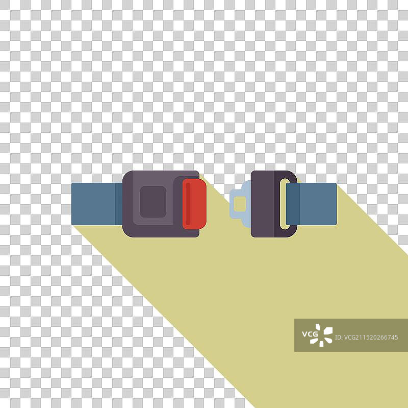 已打开的安全带扣，位于浅黄色表面图片素材