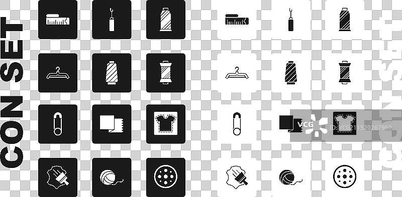 线轴上的缝纫线衣架衣柜胶带设置图片素材