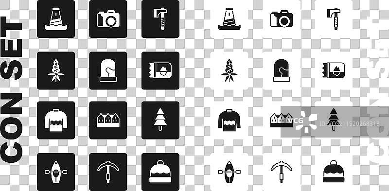 木制斧头、圣诞手套和羽扇豆花图片素材