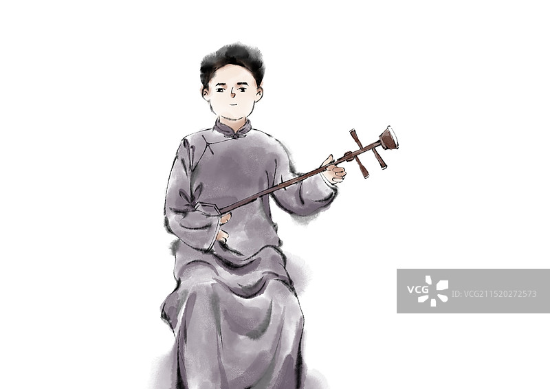 弹奏琵琶的男女图片素材