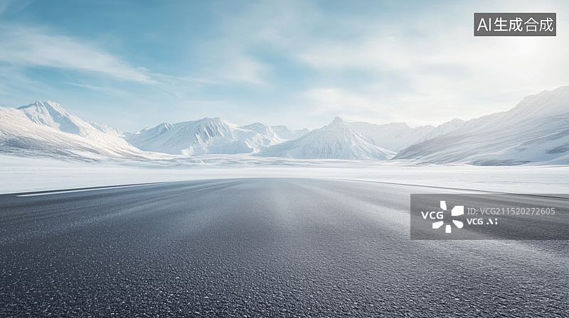【AI数字艺术】雪山空旷的道路图片素材