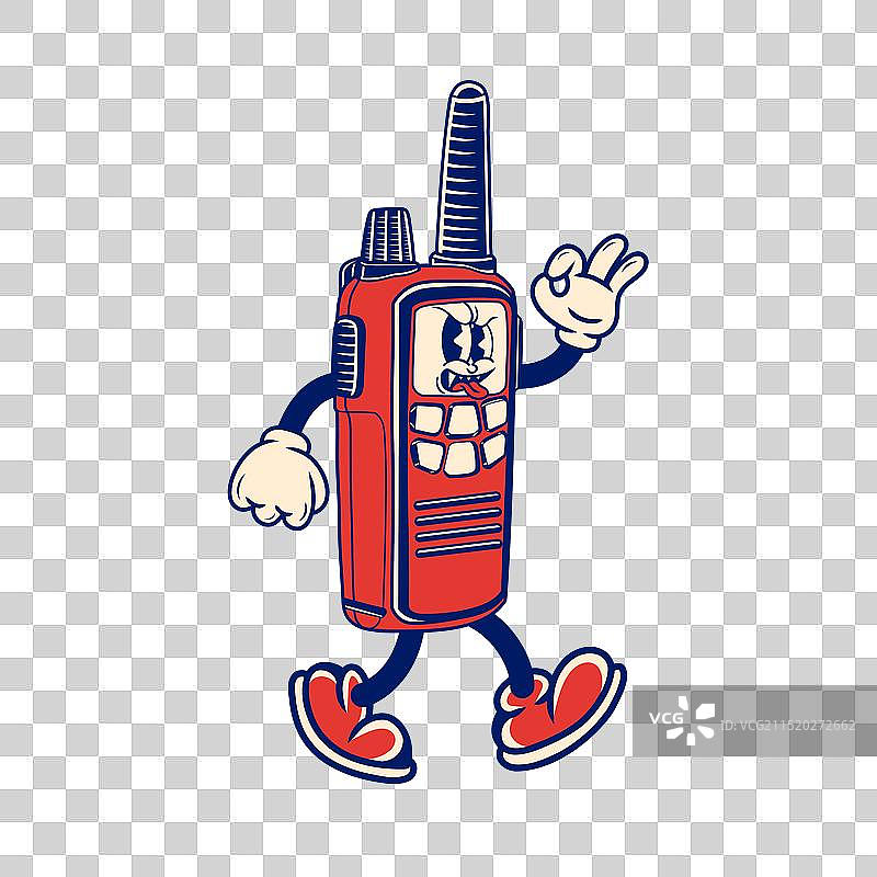 对讲机的复古角色设计图片素材