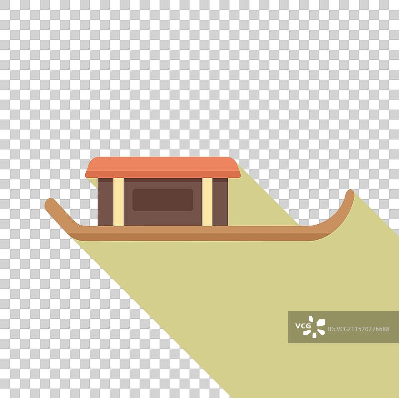 在平静水面上巡航的漂浮船屋图片素材