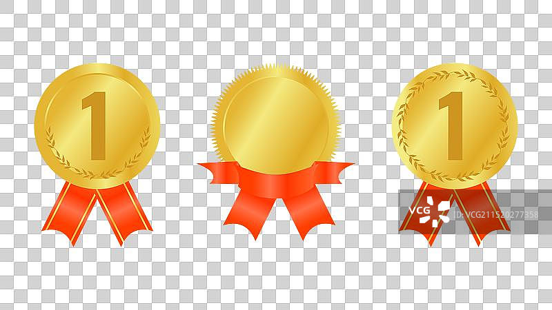 奖牌勋章丝带皇冠等级设计元素图片素材