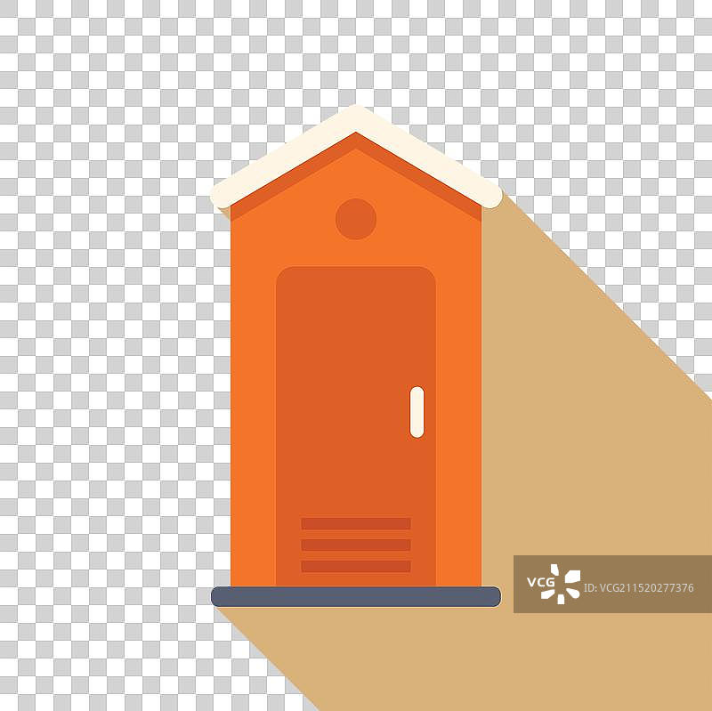 带有白色屋顶的橙色木制小屋图片素材