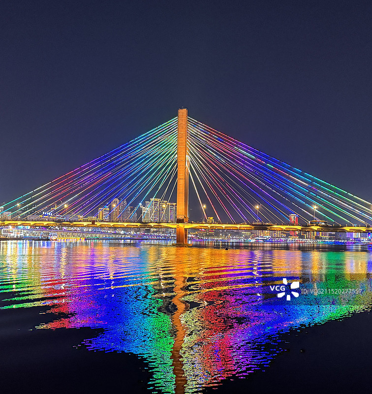 松花江上临江门大桥夜景图片素材