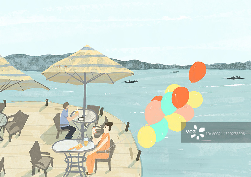 湖边气球图片素材