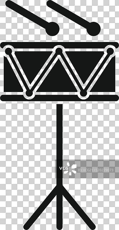 立在三脚架上带鼓槌的小军鼓图片素材