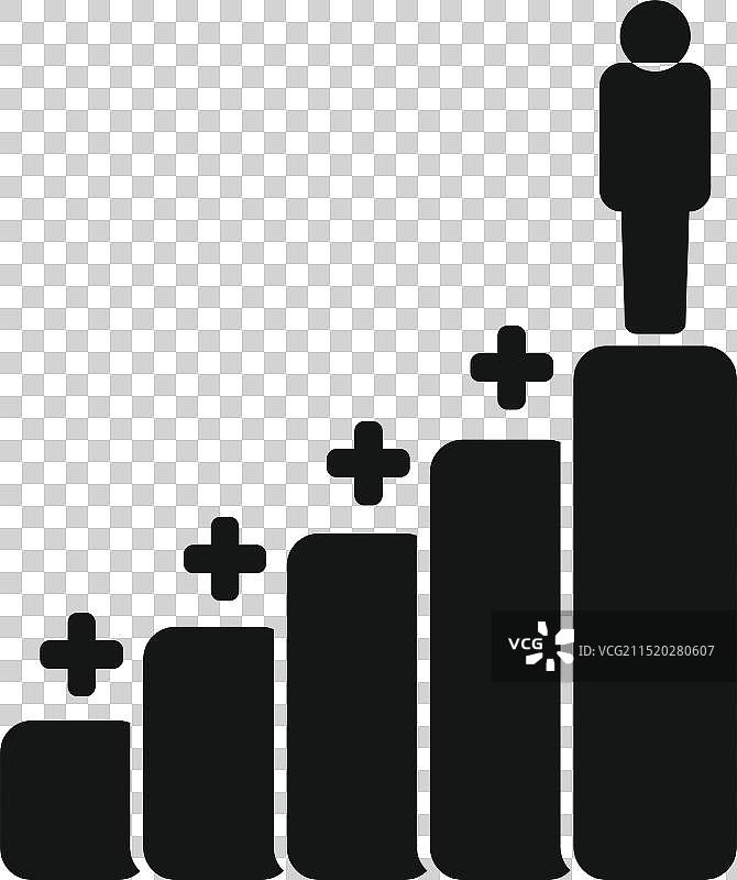 站在增长条形图上的商务人士图片素材