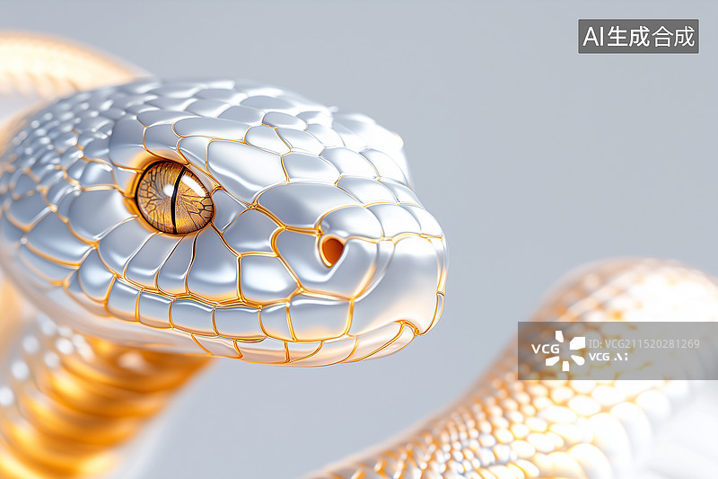 【AI数字艺术】3D银色的蛇图片素材