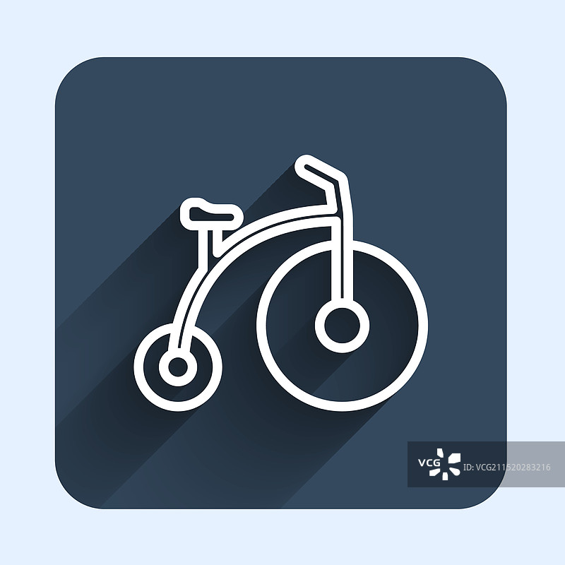 带有大车轮的白色线条复古自行车图片素材