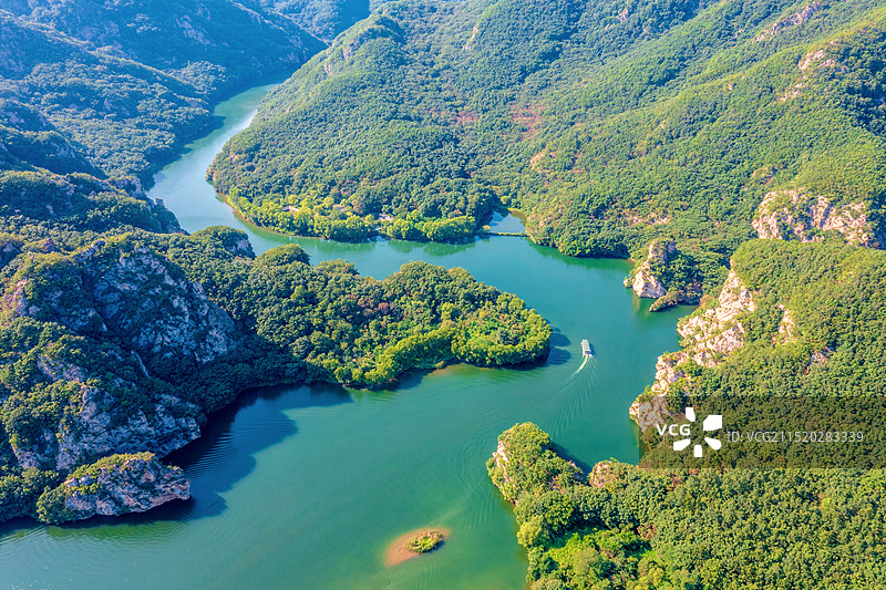 中国辽宁大连庄河冰峪沟英纳河航拍风光图片素材