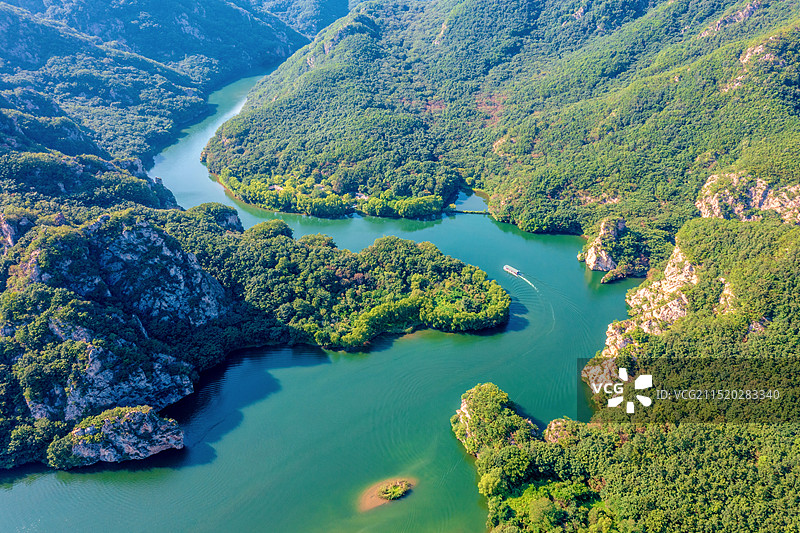 中国辽宁大连庄河冰峪沟英纳河航拍风光图片素材