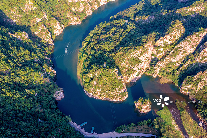 中国辽宁大连庄河冰峪沟英纳河航拍风光图片素材