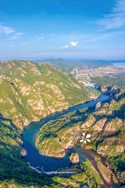 中国辽宁大连庄河冰峪沟英纳河航拍风光图片素材