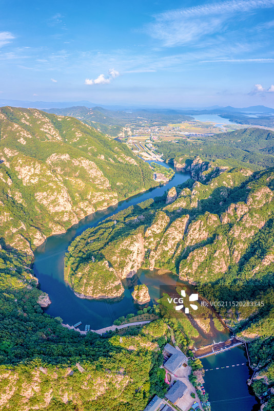 中国辽宁大连庄河冰峪沟英纳河航拍风光图片素材