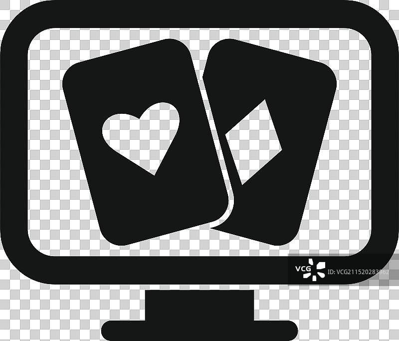 电脑屏幕上显示的在线扑克牌图标图片素材