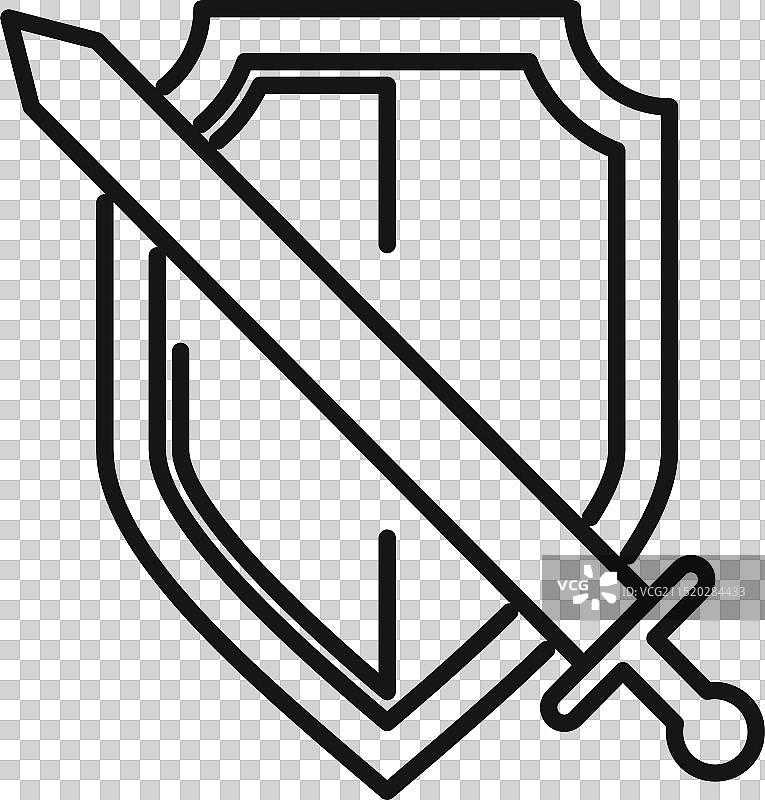 盾牌后交叉的剑轮廓图片素材