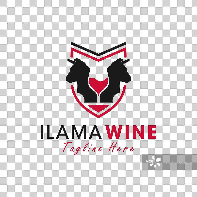 葡萄酒和美洲驼盾牌标志图片素材