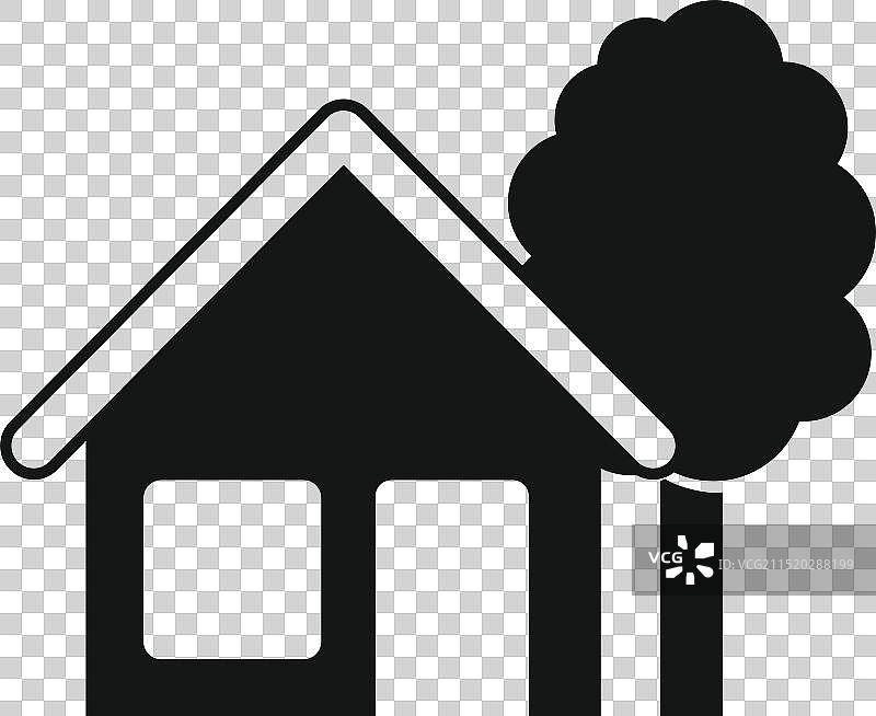 带树木的小房子黑色图标图片素材