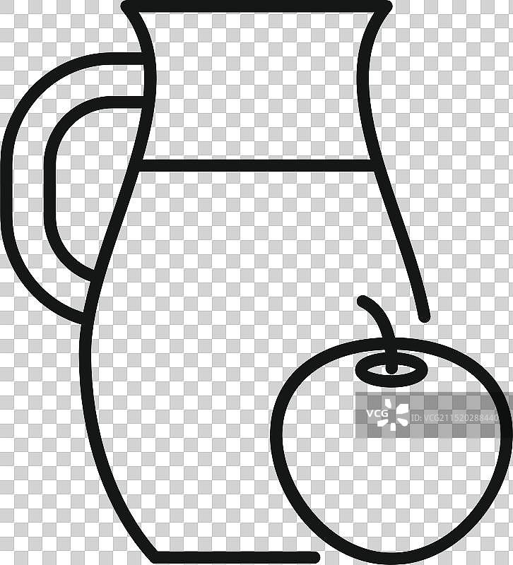 代表健康的苹果汁罐线条图标图片素材