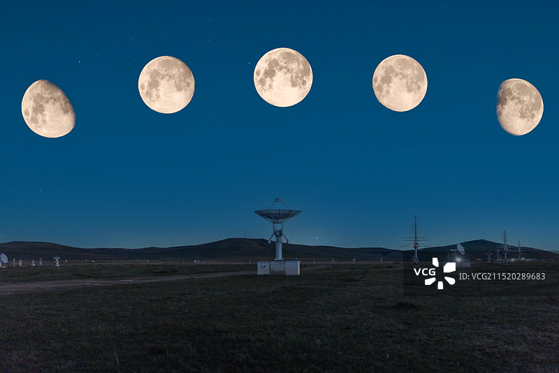 内蒙古自治区锡林郭勒盟正镶白旗国家天文台明安图观测站秋季超级月亮图片素材