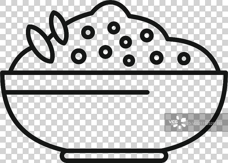 装有健康早餐燕麦粥的碗图片素材