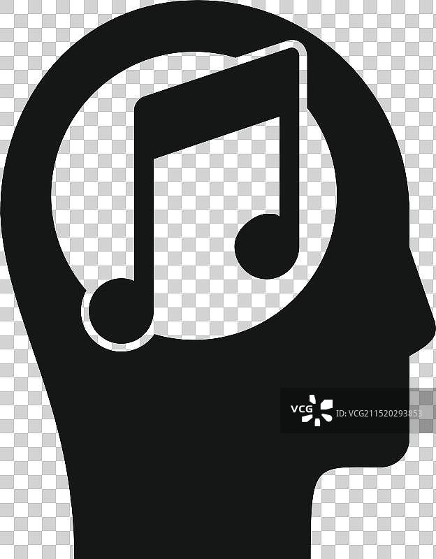 人头轮廓与内部音符图片素材