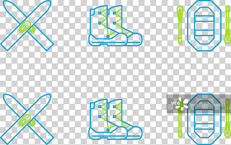 漂流船滑雪板和滑雪杖和靴子图片素材