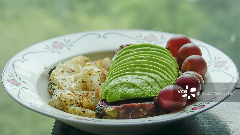 营养健康减脂早餐正上方及俯视角特写图片素材